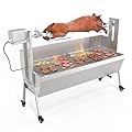 ROVSUN Rotisserie Grill Kit 176 Lbs Capacity, Electric Rotisserie Grill Pig Lamb Spit Roaster Stand w/Lockable Wheels Wind Baffle Adjustable Height, BBQ Spit Rod for Outdoor Party Camping (46")