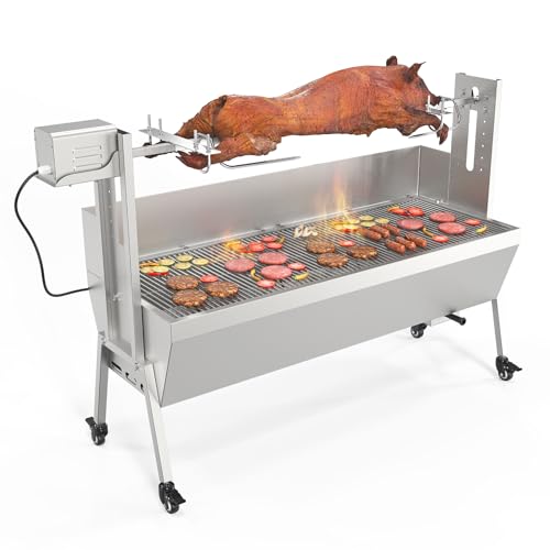 ROVSUN-Rotisserie-Grill-Kit-176-Lbs-Capacity-Electric-Rotisserie-Grill-Pig-Lamb-Spit-Roaster-Stand-wLockable-Wheels-Wind-Baffle-Adjustable-Height-BBQ-Spit-Rod-for-Outdoor-Party-Camping-46 ROVSUN Rotisserie Grill Kit 176 Lbs Capacity Electric Rotisserie Grill Pig Lamb Spit Roaster Stand wLockable Wheels Wind Baffle Adjustable Height BBQ Spit Rod for Outdoor Party Camping 46