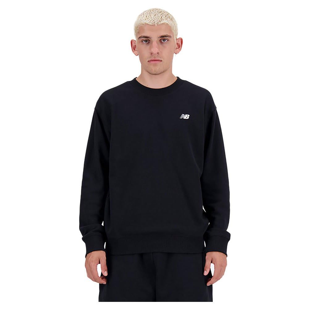 New Balance Black Sweatshirts, Male, S, Embroidered Logo French Terry Sweatshirt
