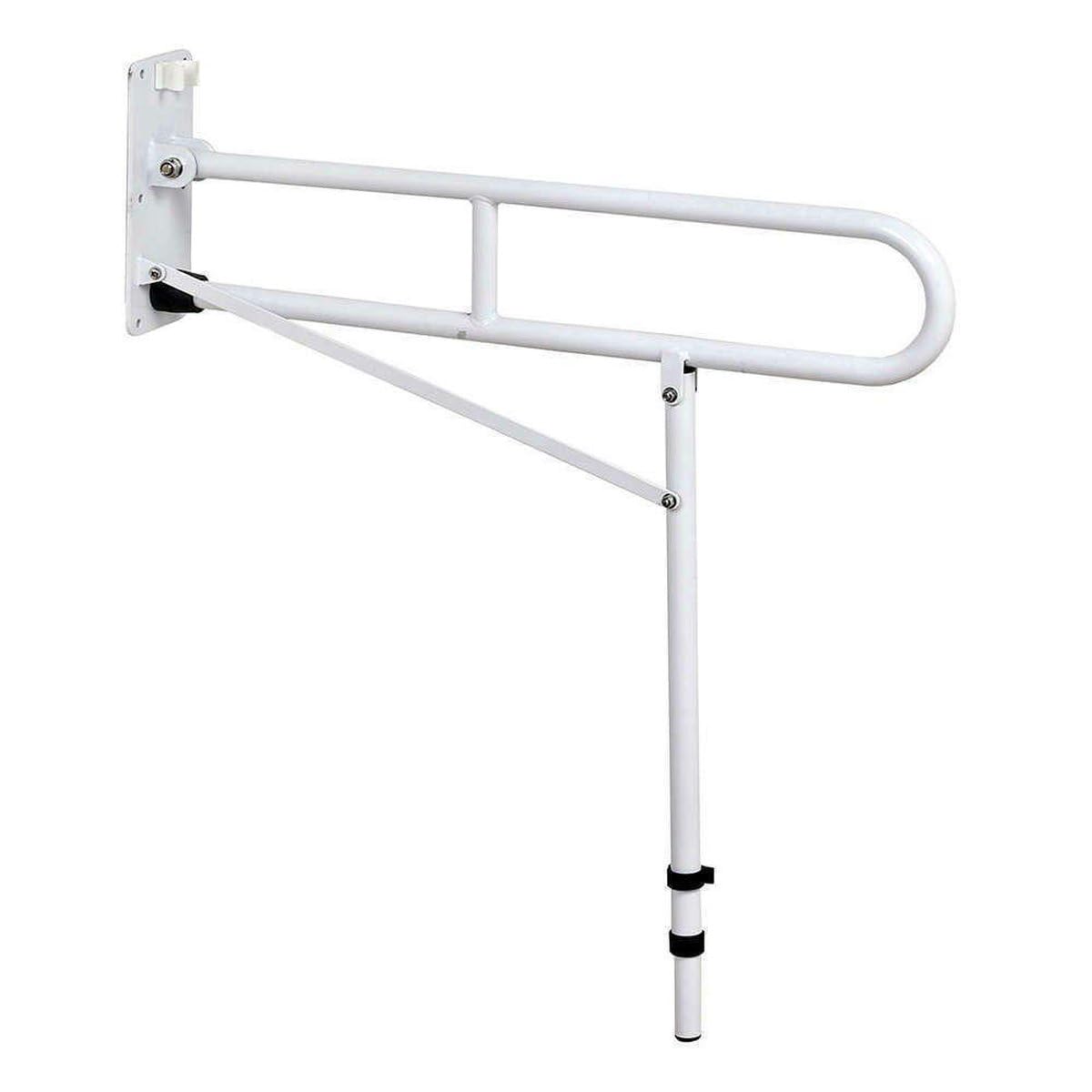 WC Wandstützgriff klappbar mit Stützfuß - Verstellbare Haltegriff - Weiß - 76 cm lang