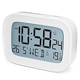 HOMVILLA Sveglia da Comodino Digitale a Batteria – Sveglia con Retroilluminazione, Temperatura, Snooze e Formato 12/24 Ore per Viaggi e Casa – Batterie Incluse