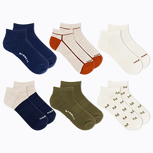 Image of Merrell Men's and Women's Wool Everyday Hiking Socks - 3 Pair Pack - Cushion Arch Support & Moisture Wicking