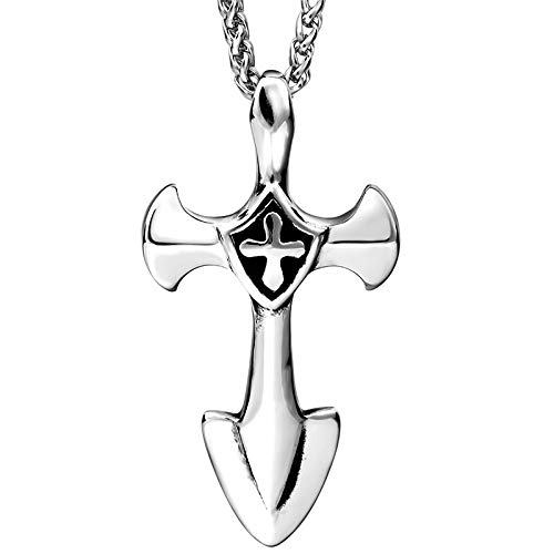 Colliers de pendentifs de croix homme style vintage bijou acier inoxydable