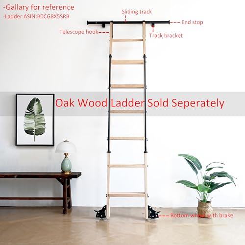 104Rdhouse FISH HOOK STYLE SLIDING LADDER HARDWARE 8Ft Hook On Sliding Library Ladder Hardware Kit,Telescoping Upper Hook,Bottom Brake Roller thumb #1
