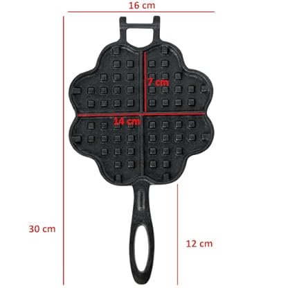 BBQ-Toro Gusseisen Waffeleisen in Herzform | Waffeleisen mit 2 Stielen, Ø 15 cm | Waffle Iron, Herzwaffeln Doppelform aus Gusseisen, bereits eingebrannt | Waffelmaker, – Bild 3