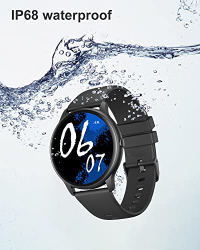 Grv Smart Watch Compatible With Iphone And Android Phones Ip68 Waterproof, Round Watch For Men Women Smartwatch Fitness Tracker Heart Rate Monitor Digital Watch With Personalized Watch Faces (Black) #TOP6