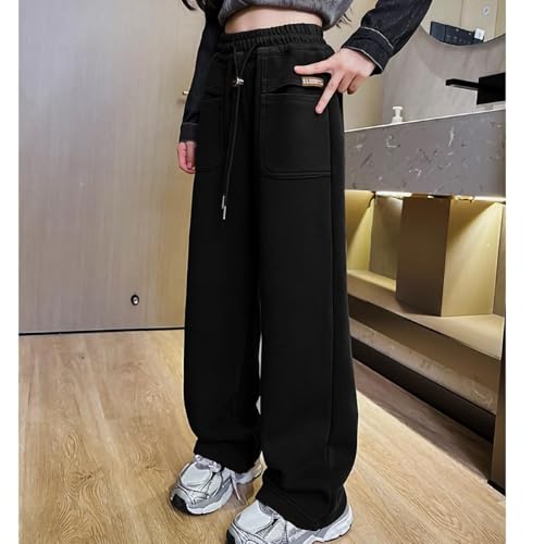 Wide Leg Sweatpants for Kids Boys Girls Solid Casual Loose Joggers Pants Stretch Soft Athletic Pants with Pockets 6