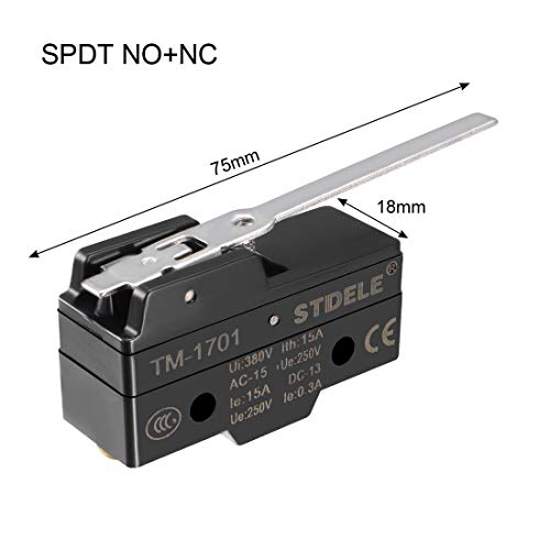 Uxcell Tm-1701 Spdt 1No+1Nc Long Hinge Lever Type Micro Limit Switch Screw Terminals #TOP1