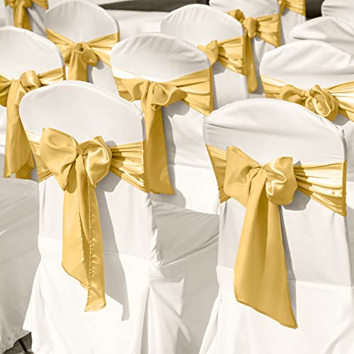 Ruisita 12 Pack Table Runner 12 X 108 Inch Long Table Cloth Satin Table Runners For Wedding Engagement Banquet Graduations Birthday Party Decorations, Gold #TOP4