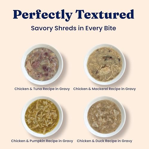 Image of Solid Gold Wet Cat Food Variety Pack Shreds in Gravy - Healthy Canned Cat Food Made w /Real Chicken & Protein Shreds, Vitamins - Grain Free & Gluten Free Canned Meals for Cats & Kittens - 12ct /3oz Can