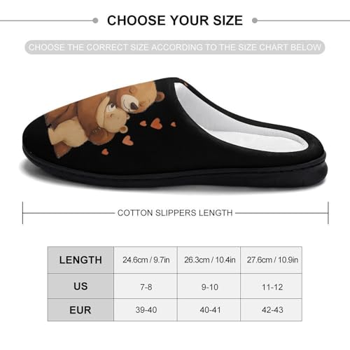 Mammy Bear Love Women's Cotton Slippers Indoor Outdoor Slip-on Warm House Shoes with Anti-Skid Rubber Sole2