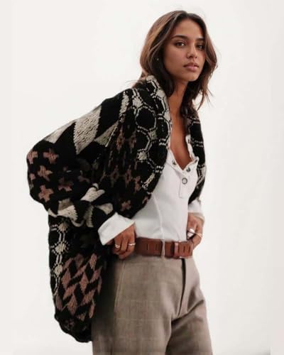 LaurelTree Womens Cardigan Sweaters Open Front Button up Weaters Y2k Knit Chunky Winter Outerwear Coats with Hem Drawstring4