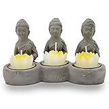 Figura de Buda para tu casa, lugar de trabajo en la oficina o cualquier lugar que desees. Figura de Buda meditando pequeña. Tu compañero para momentos relajados. A través de la especial aura de las figuras de Buda, regresarás rápidamente después de un día estresante. No solo es bonito, sino que también es útil para tu bienestar personal. Incluye los 3 portavelas de té, esta figura proporciona una luz discreta y proporciona un gran ambiente.