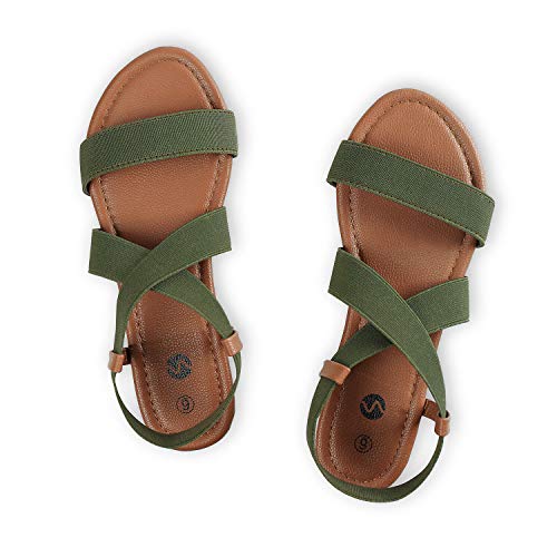 Rekayla Flat Elastic Sandals for Women Khaki Green 09