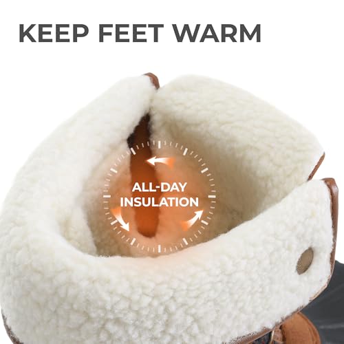 DREAM PAIRS Womens Winter Snow Duck Boots,Waterproof Mid Calf Anti-slip Stability Lace Up Faux Fur Lining Warm Cozy Boots Outdoor Supportive Insole,Size 9,Tan,DWUMSB2520
