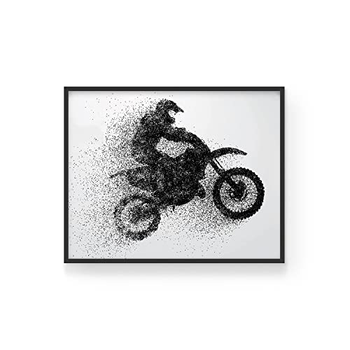 Motocross Wall Art Prints - Single (11X14) Unframed Motocross Posters - Motocross Room Decor For Men Kids Teenagers - Motocross Poster Set For Bedroom Man Cave - Motocross Wall Decor - Motocross Boys Bedroom Decor - Brap Particle Silhouette #TOP4