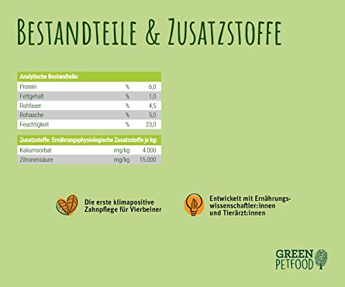 Green Petfood VeggieDog Denties (13 x 180 g) | Adult | Premium Kausnack für Hunde | Tapioka & Kartoffel | Leckerli, Snack & Zahnpflege in einem | vegan | getreidefrei | Ergänzungsfutter | 13er Pack