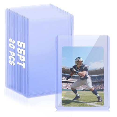 DEDC 20 Top Loaders Card Load Holder Storage for Trading Cards Sports Sleeves Hard Plastic 55 Point Protective Toploaders 3x4 Rigid Memorabilia Collectibles