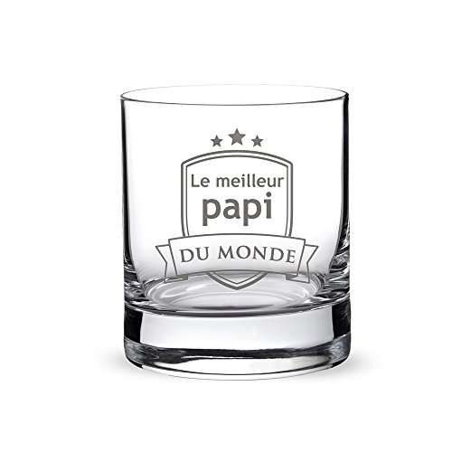 AMAVEL Verre Tumbler Tube Droit 320 ML pour Dégustation de Whisky, Rhum, Cognac, Pastis, Gravure d'un Blason pour Grand-Père, Idée Cadeau pour Homme, Fête des Grands-pères Cover
