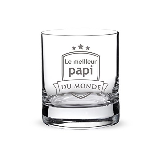 AMAVEL Verre Tumbler Droit de Dégustation pour Whisky, Rhum, Cognac avec Gravure, Blason pour Grand-Père, 320 ML