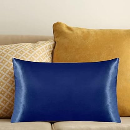1 Paar Blauer Kissenbezug aus Seidenimitat 51x76/102 cm Kuschelige Ästhetische Zierkissenbezüge Ideale Heimdekoration als Sofakissenbezüge oder Dekokissen Extralanger Doppel-Kissenbezug – Bild 4