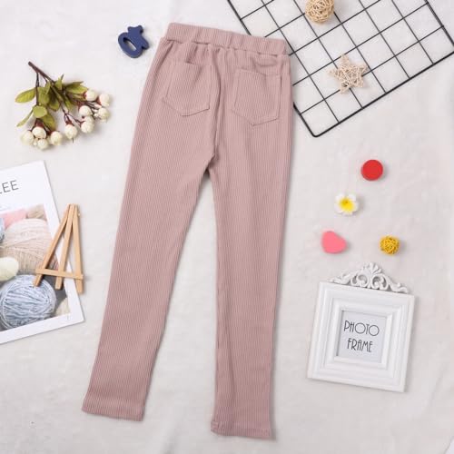 Girls Basic Ribbed Leggings Kids Kint Footless Full Length Tights Pants Soft Stretchy Bottom Tights Pants3