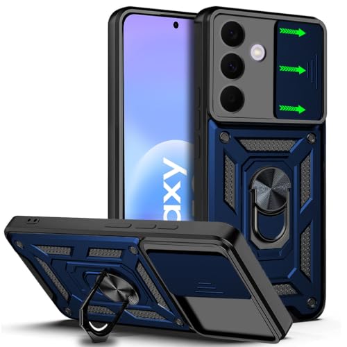 Image of AESTMO Tough Armor Samsung Galaxy A57 5G Bumper Back Case Cover | Ring Holder & Sliding Camera Shield Cover | 360 Degree Protection Back Case Cover for Samsung Galaxy A57 5G (Blue)