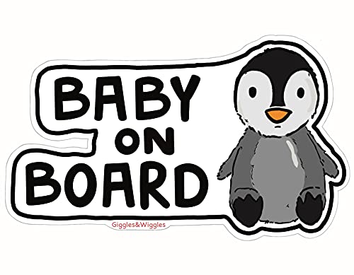 Image of Giggles & Wiggles Baby on Board Penguin - Vinyl Decal Car Window Sticker - Cute Unique Animal Design