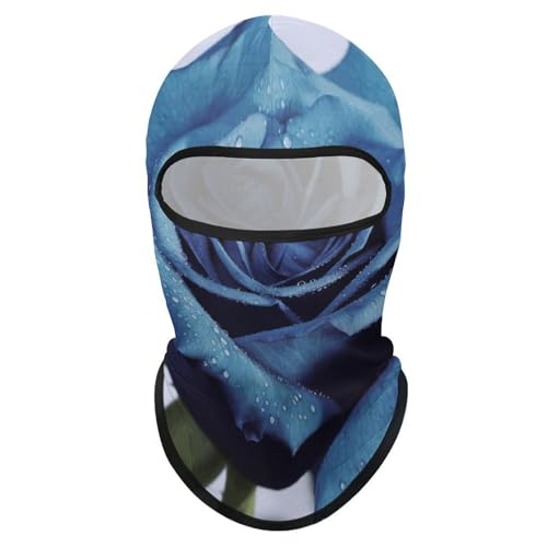 Balaclava para hombre, máscara para esquí y ciclismo, color azul con flores rosas, cobertura facial para invierno miniatura 1