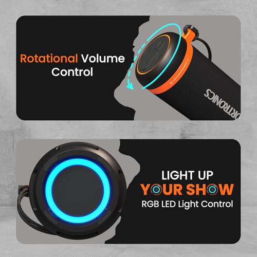 Image of Portronics 15W Breeze 7 Wireless Bluetooth Speaker with Rotational Volume Control, Upto 6 Hours Playtime, Bluetooth 5.4V, Passive Bass Radiator, TWS Mode, RGB LED Lights, Type C Charging(Black)