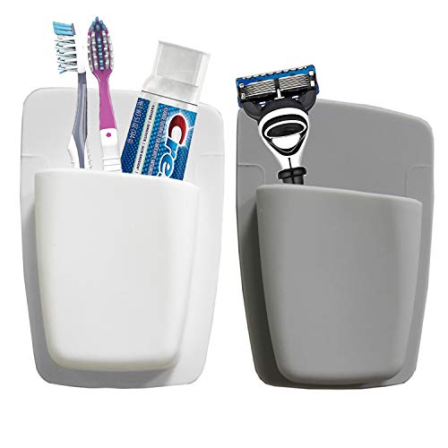 Qualsen Silicone Toothbrush Holder Mighty Toothpaste Razor Holder Bathroom Organizer Storage Wall Mounted