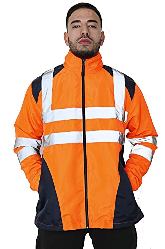 Veste de pluie haute visibilité pour homme avec bandes réfléchissantes et capuche imperméable