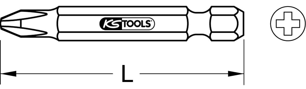 KS Tools 911.2214 1/4 Bit PH, 50mm, PH2, 5 per pak