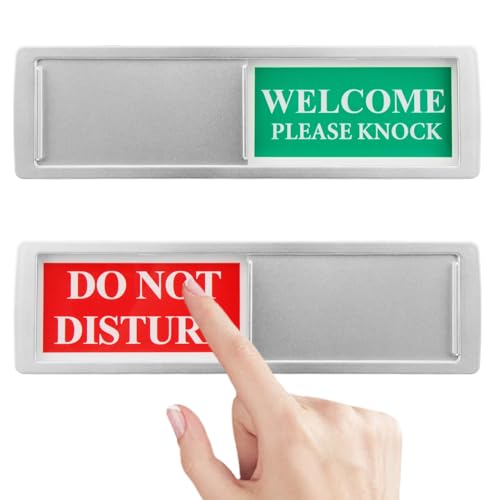 Privacy Sign Slider Office Door Signs Do Not Disturb Sign Welcome Please Knock Sign Indicator Office Magnet Strong Adhesive Tape Waterproof for Study Conference Offices Silver