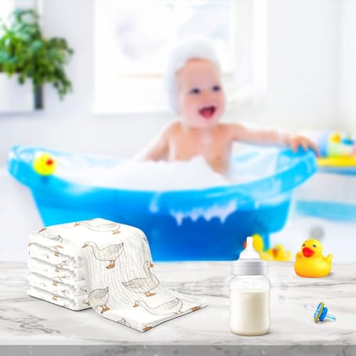 Image of vvfelixl Coquette Duck Baby Burp Cloths Baby Muslin Washcloths for Boys Girls Cotton Babys Face Towel for Newborn Infants Soft and Absorbent 11.8 X 11.8 in, 5 Pack