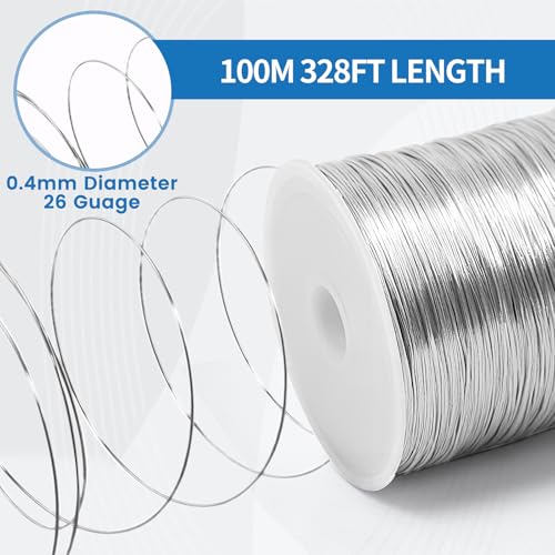 Image of 26 Gauge Tarnish Resistant Copper Wire 328ft for Jewelry Wire（Silvery） | (0.4mm X 100m) durable craft copper wire, ideal for handmade ornaments design and various DIY handcraft projects