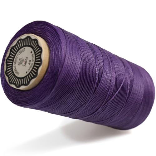 SiiRo Flat Waxed Thread for Leather Sewing, 150D Polyester Waxed Cord for Hand Stitching, Bookbinding, Bracelet Making and DIY Leather Craft, 0.8mm 300 Yard Dark Purple