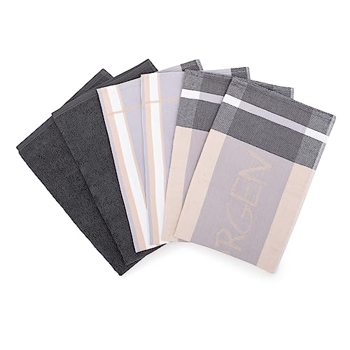 Ross - Exclusiv - 4 X Geschirr- 2 X Küchentuch im Set (Anthrazit)