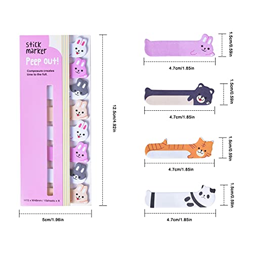 Jinlaili 4 Piezas Lindas Notas Aadhesivas de Animales, Mini Sticky Notes Adhesivas, 4 Bolsas Notas Stickers de Office, Notas Autoadhesivas Bonitas con Forma Animales, Papel Mensaje Nota Colores