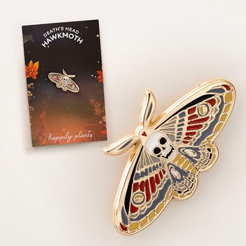 Image of Death Moth Pin - Gothic Death's-Head Hawkmoth Accessory for Dark Aesthetic, Creepy Cute Nature-Inspired Bug Pin, Perfect for Gothic Fashion & Collectible Insect Lovers