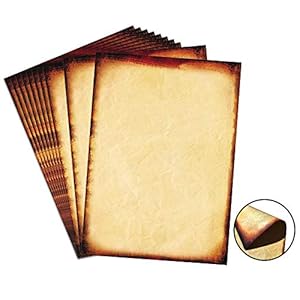 48 Pack Antique Stationary Paper 8.5″x 11″ Double Sided Parchment Vintage Paper for Writing and Printing, Old Fashion Aged Scrapbook for Journal, Calligraphy, Invitations and Certifications