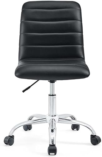 Miniatura 3 de Hawthorne Collections Silla de oficina giratoria de escritorio para computadora con respaldo medio sin brazos en negro