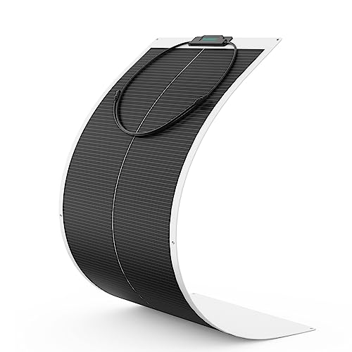 FivstaSola 100 Watt Flexible Solar Panel,with mounting Holes 12 Volt Monocrystalline Semi-Flexible Solar Panels Bendable Mono Off-Grid Charger for Marine, RV, Cabin, Van, Car and Uneven Surfaces