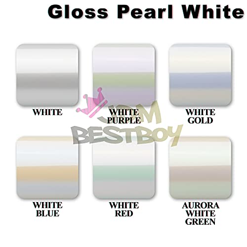 Free Tool Kit Gloss Pearl White To White Car Vinyl Wrap Self Adhesive Sticker Decal Sheet With Air Release Channel 36"X60" (3Ftx5Ft) #TOP5