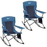 Portal Folding Camping Rocking Chair Portable Outdoor Rocker High Back Cup Holder Side Pocket Carry Bag Included, Support 300 lbs