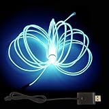 MaxLax EL Wire Ice Blue, 9.8ft/3m USB 5V Adapter Neon Lights Strip 360° Cuttable Glowing Rope Lights for Parties, Halloween, DIY Decoration