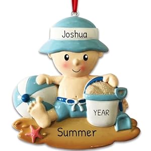 Personalized Christmas Tree Toddler Ornament 2024 - Summer Vacation Baby Christmas Ornaments for Boys Toddler Ornaments for Christmas Tree Baby Boy First Christmas Beach Ornaments by Elves Personalized Christmas Tree Toddler Ornament 2024 Summer Vacation Baby Christmas Ornaments for Boys Toddler Ornaments for Christmas Tree Baby Boy First Christmas Beach Ornaments by Elves