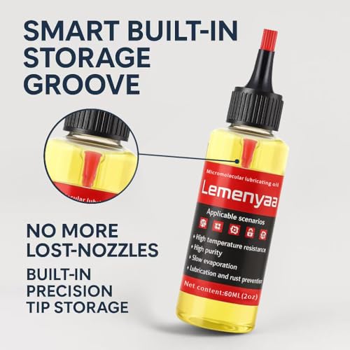 Lemenyaa Door Hinge Lubricant – 2 OZ Silicone Oil with Built-in Nozzle Storage – Non-Spray, No-Drip Formula for Squeaky Hinges, Locks, Garage Doors, Sliding Tracks & More – Odorless & Rust-Resistant