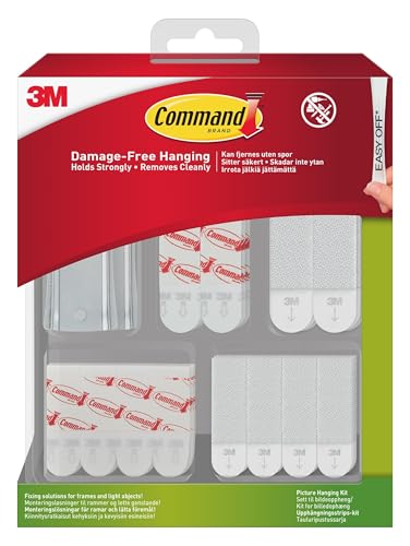 Command Picture Hanging Kit, Assorted Adhesive Strips and Hangers for Framed Pictures, Posters and Light Objects, Damage Free Hanging
