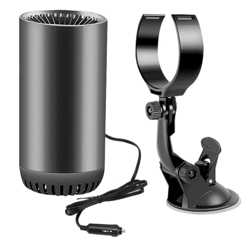 Calefactor Coche Mechero, 2 en 1 Portátil Descongelador de Calentador Rápido 12V 150W Rotación 180°Conectar a Encendedor de Cigarrillos Con Purificación